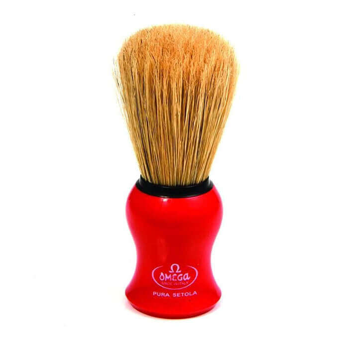Omega Boar Bristle Shaving Brush, Red