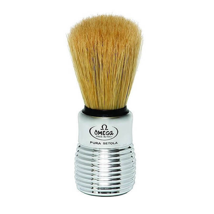 Omega Boar Bristle Shaving Brush With Chromed Plastic Handle