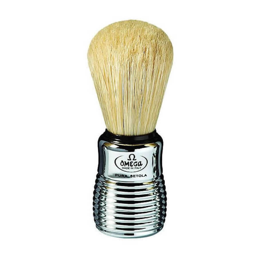 Omega Boar Bristle Shaving Brush With Chromed Plastic Handle