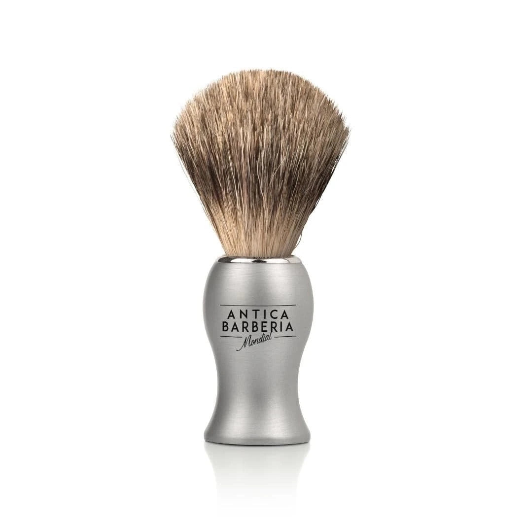 Antica Barberia Mondial Titan Silver Brushed Aluminum Shaving Lather Brush