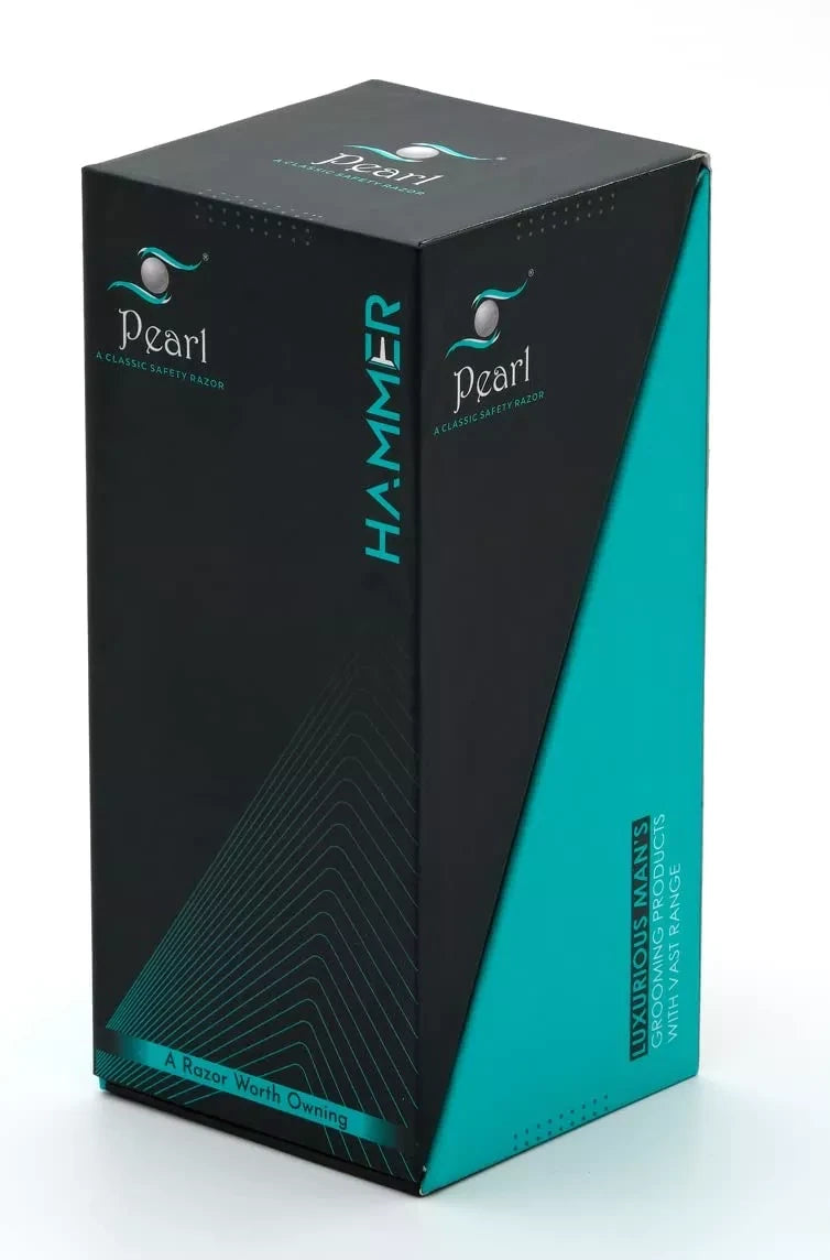 Pearl Shaving Hammer Open Comb and Straight Bar Double Edge Safety Razor, Classic and Traditional Shaving Kit