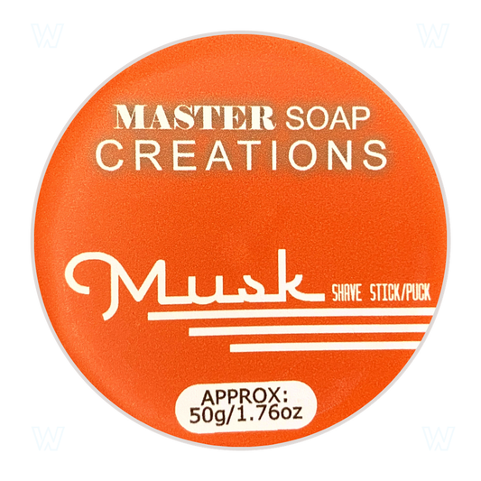 Master Soap Creations Musk Travel Shaving Soap Stick Puck