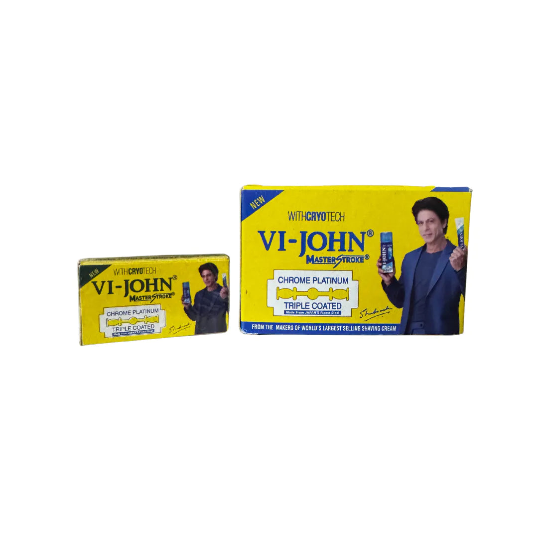 VI-John Master Stroke Chrome Platinum Triple Coated with Cryotech Double Edge Safety Razor Blades 50 Count