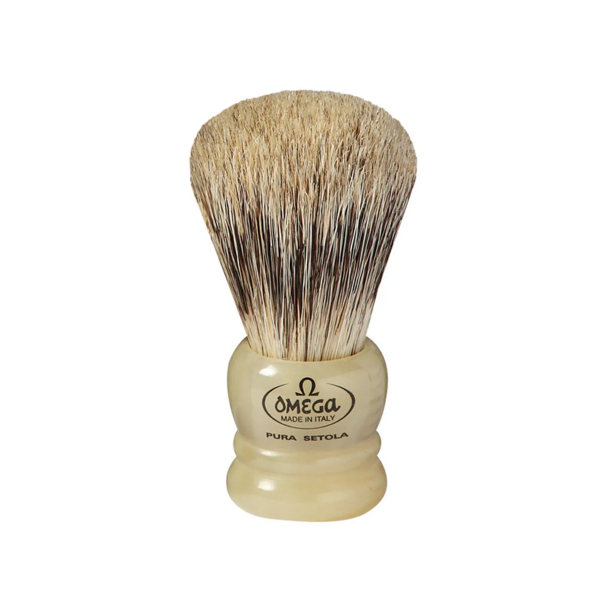 Omega Mixed Bristle (Boar & Badger) Micro Shaving Brush, Travel Brush, Resin Handle