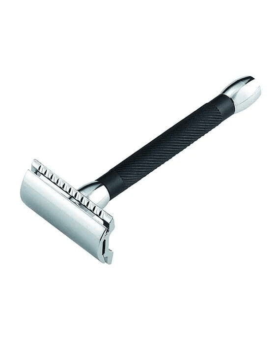 Merkur 20B Double Edge Razor, Chrome, Extra Long Black Handle