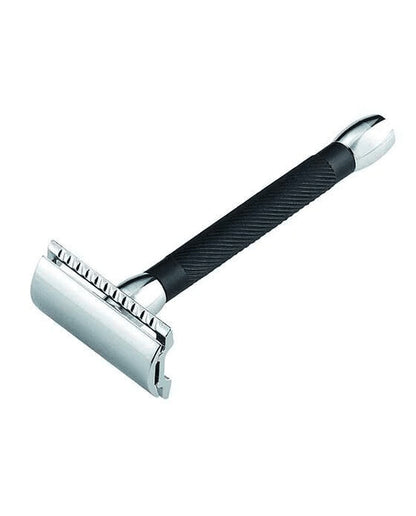 Merkur 20B Double Edge Razor, Chrome, Extra Long Black Handle