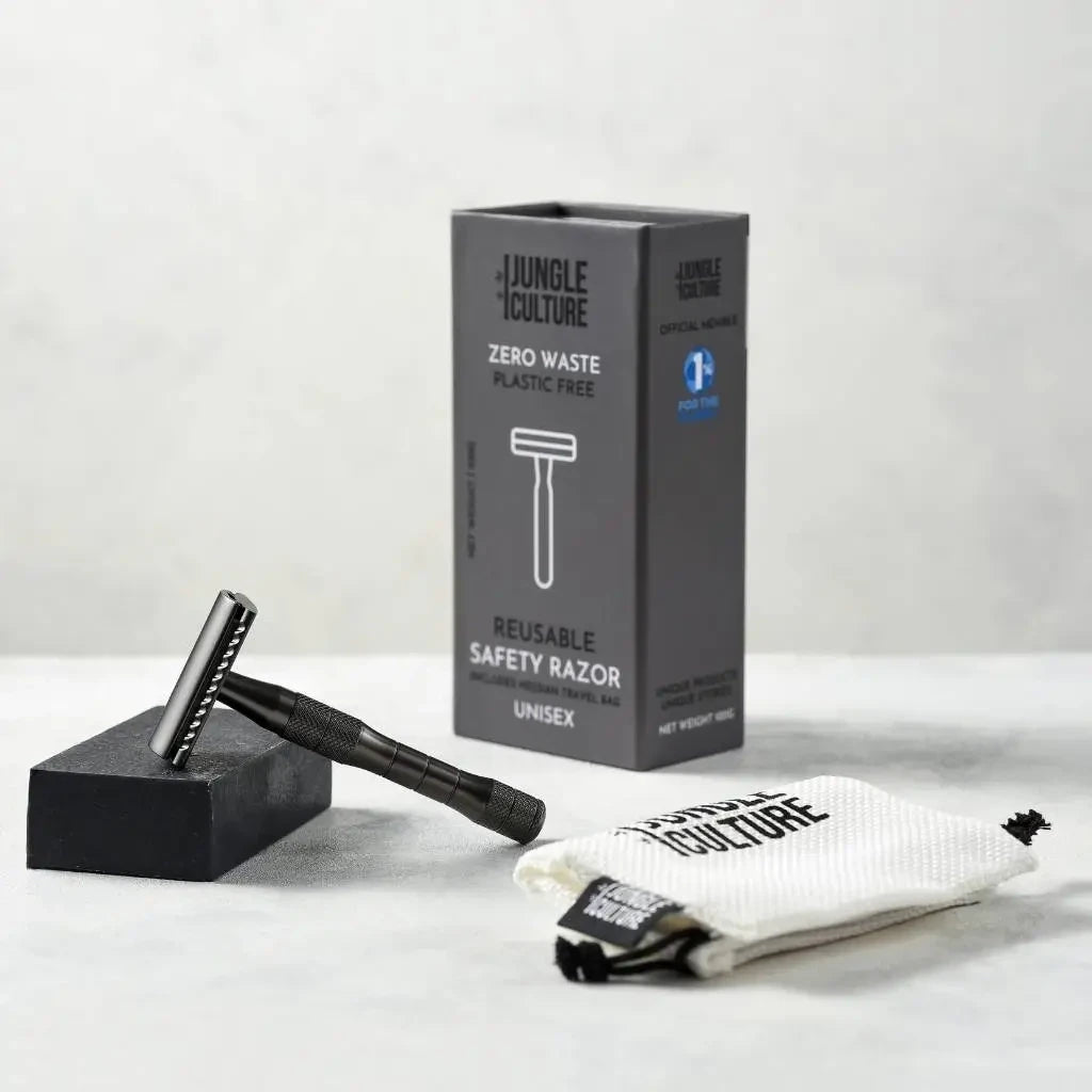 Jungle Culture Metallic Black Reusable Double Edge Safety Razor