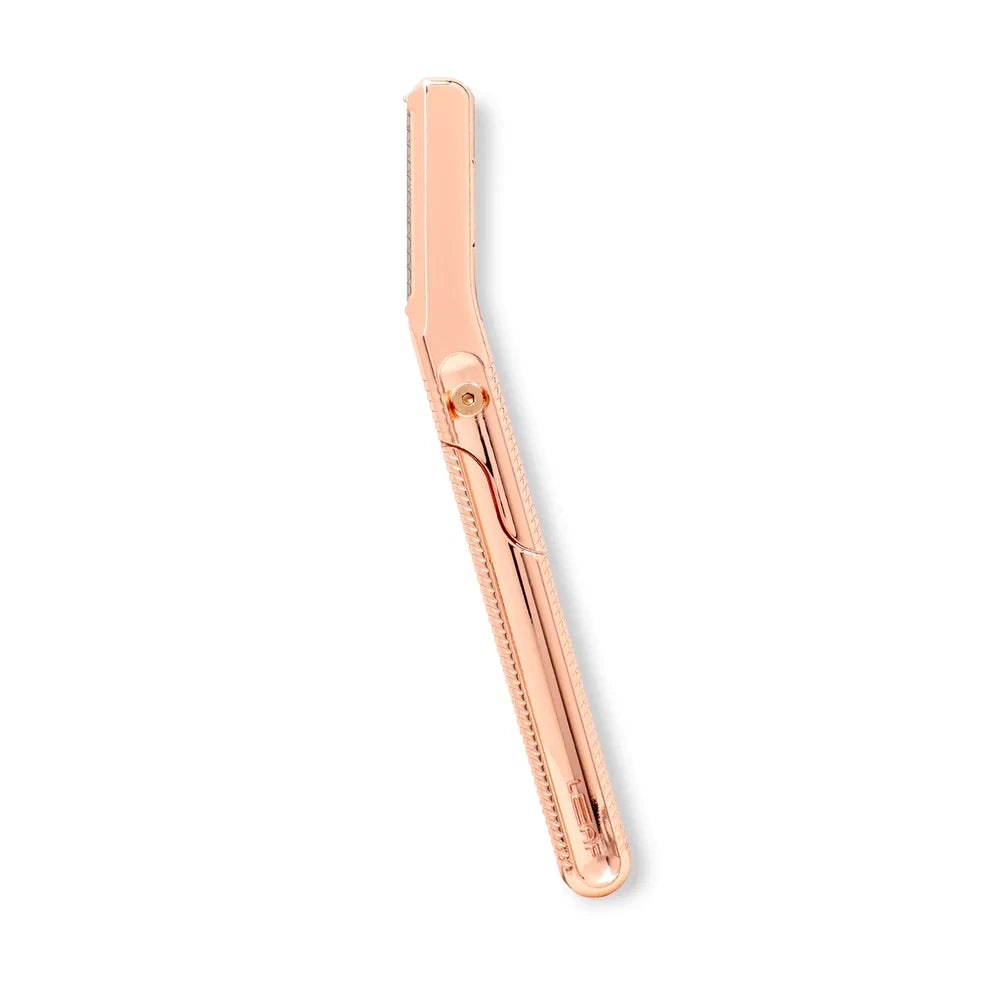 Leaf Dermaplaner, Eco-Friendly, Triple Blade, Pivoting Head - Rose Gold