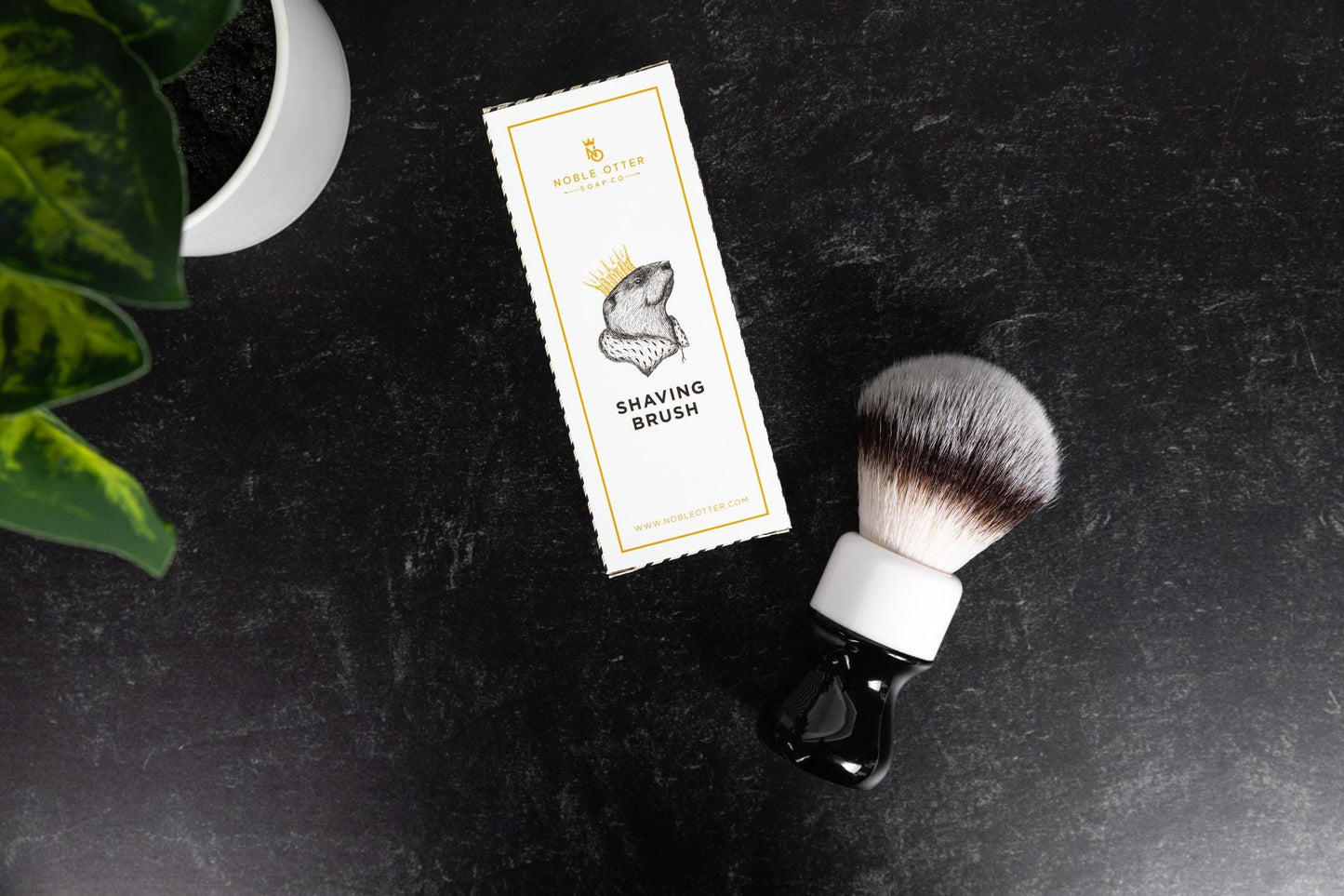 Noble Otter Synthetic Shave Brush - Black/White - 26MM
