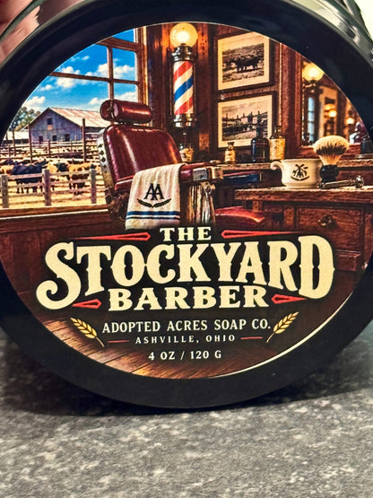 Adopted Acres The Stockyard Barber shaving soap 4oz tin