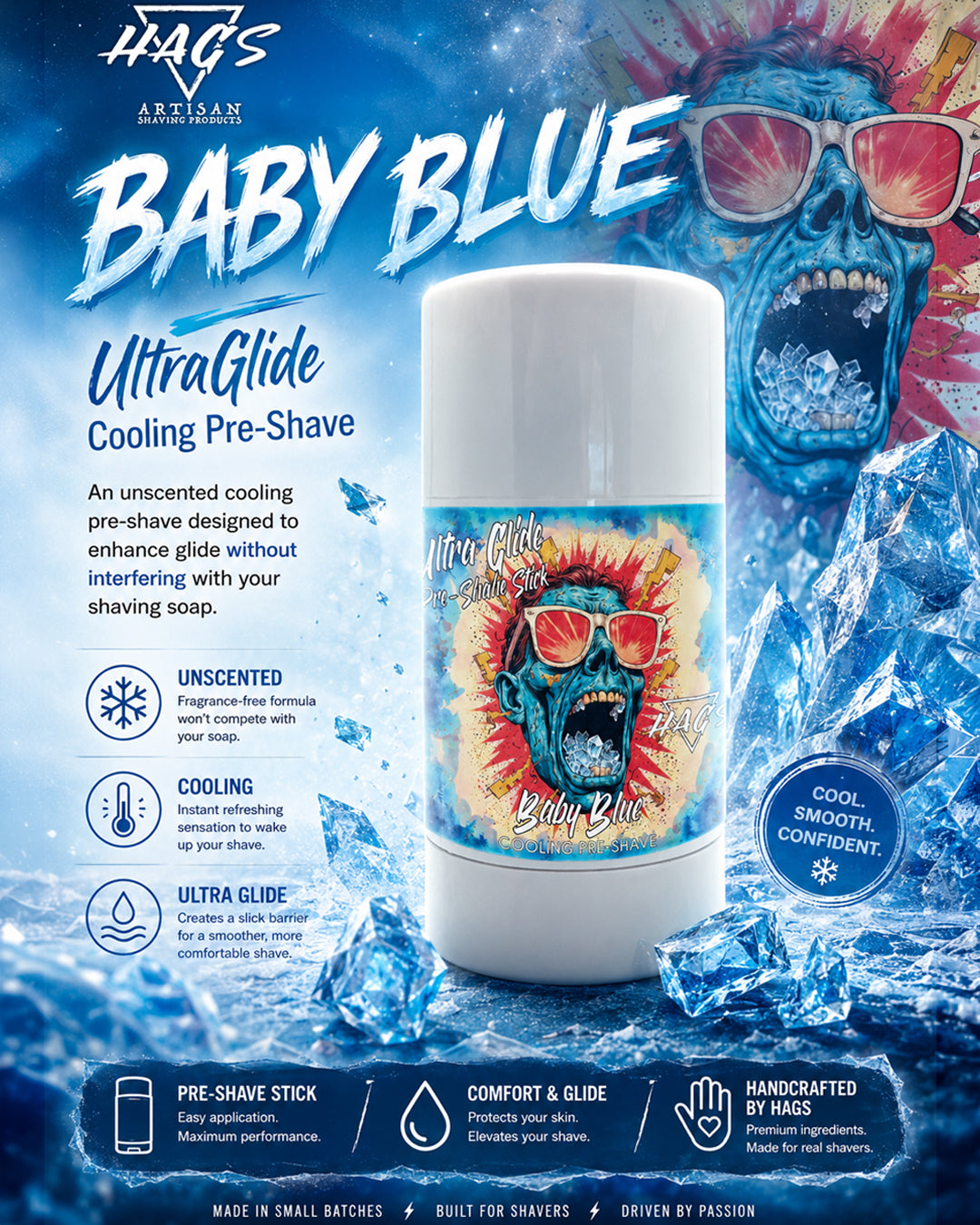 HAGS Baby Blue Cooling Ultra Glide Pre-Shave Stick