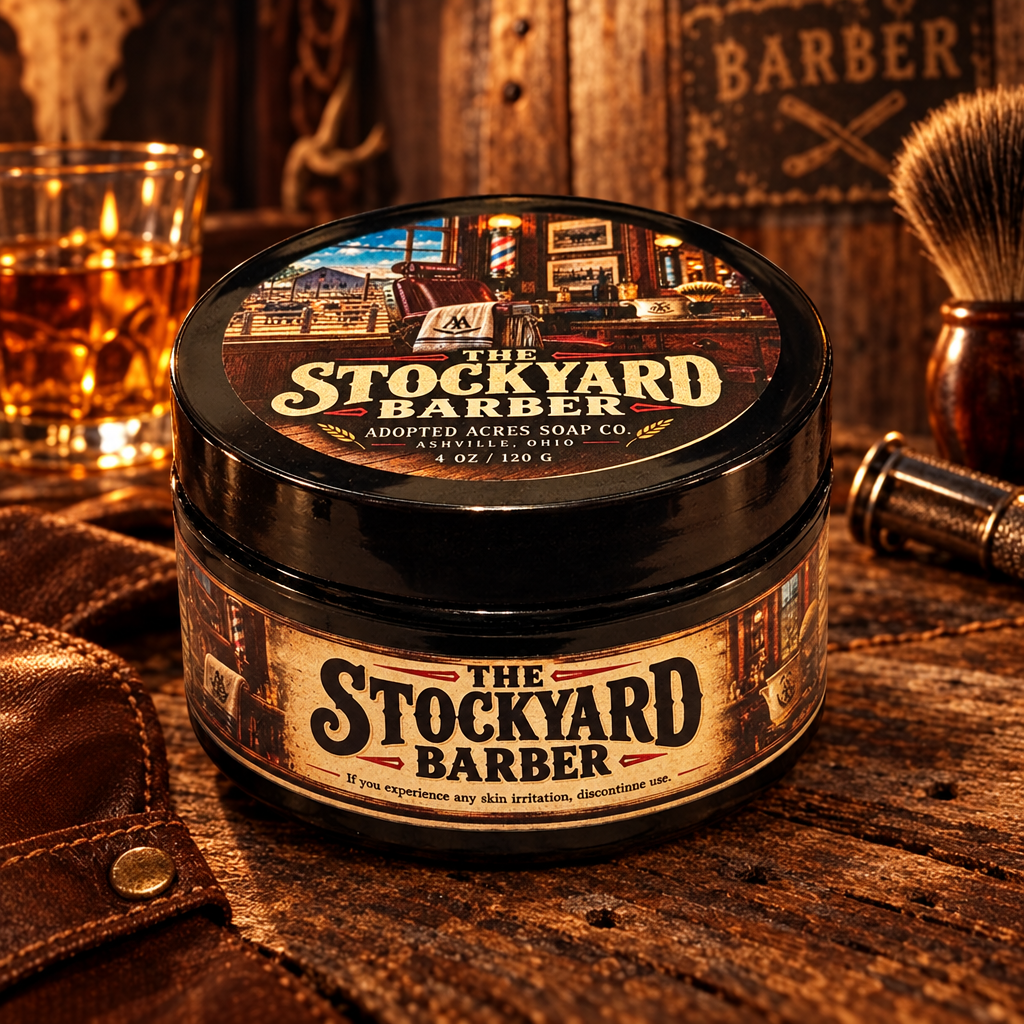 Adopted Acres The Stockyard Barber shaving soap lather