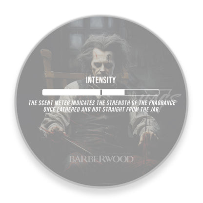 HAGS Barberwood Shaving Soap jar bottom with scent meter