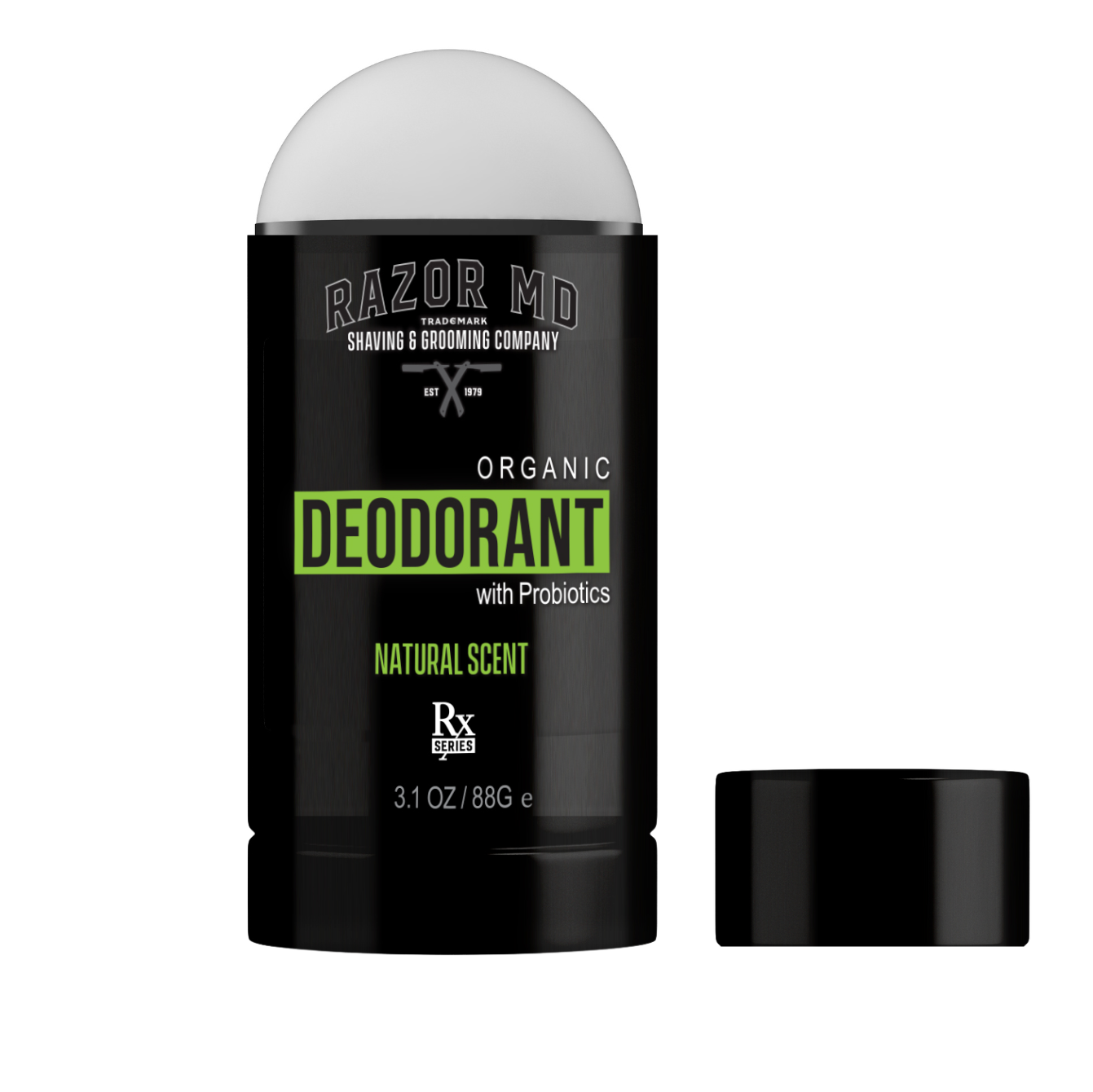 RAZOR MD Organic, Aluminum-Free Deodorant with Probiotics - 3.1 oz - MADE IN USA