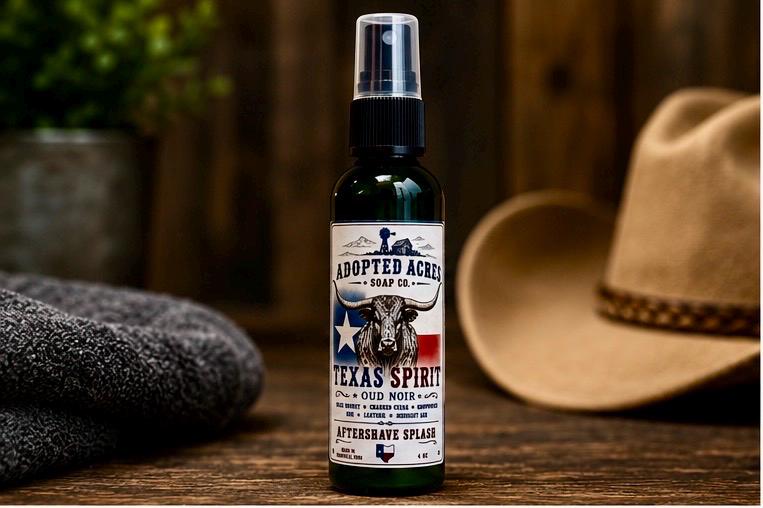 Texas Spirit Oud Noir after shave splash bottle